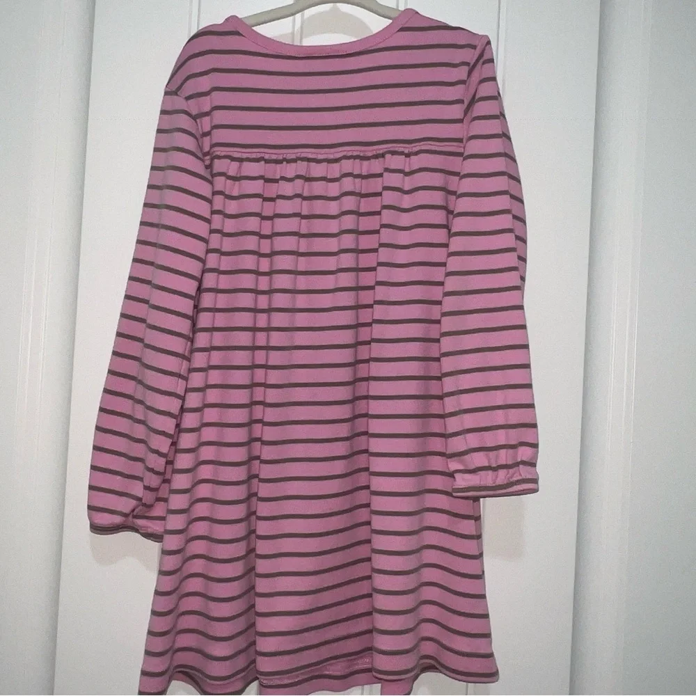 Hanna Andersson Girl’s Pink With Green Stripes Long Sleeve Dress Size 100cm/5